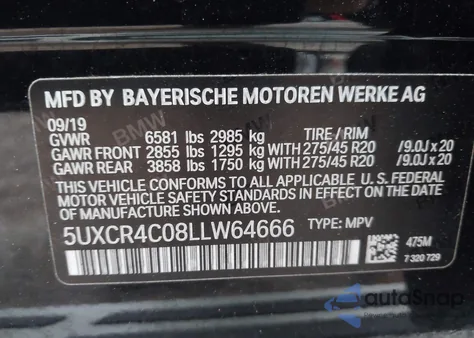 2020 BMW X5 Sdrive40I from USA, damaged, VIN 5UXCR4C08LLW64666